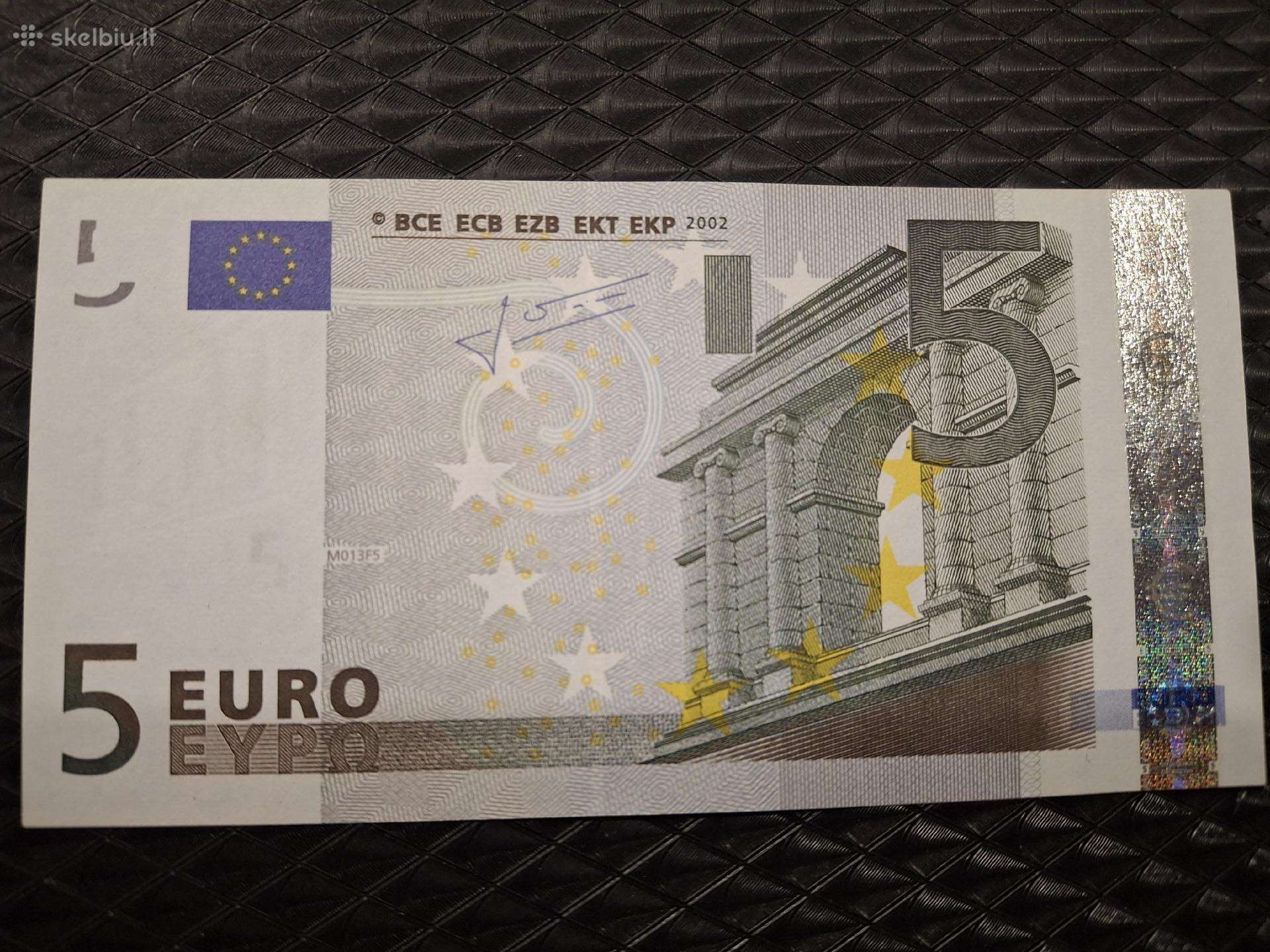 5 euro banknotas 2002m antras parasas