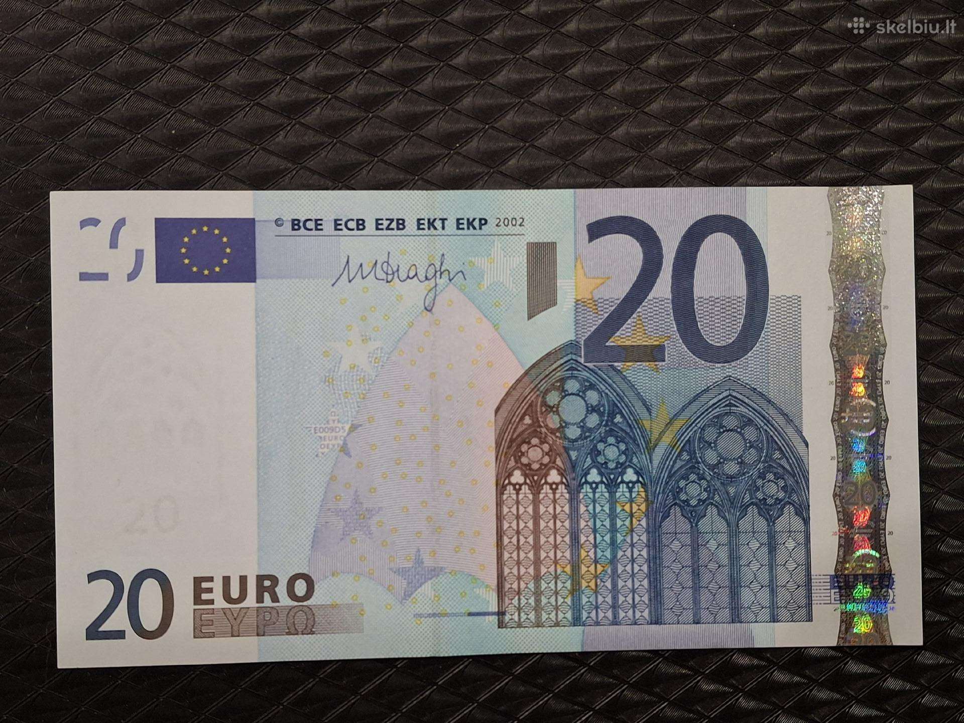 20 euro banknotas 2002 trecias parasas