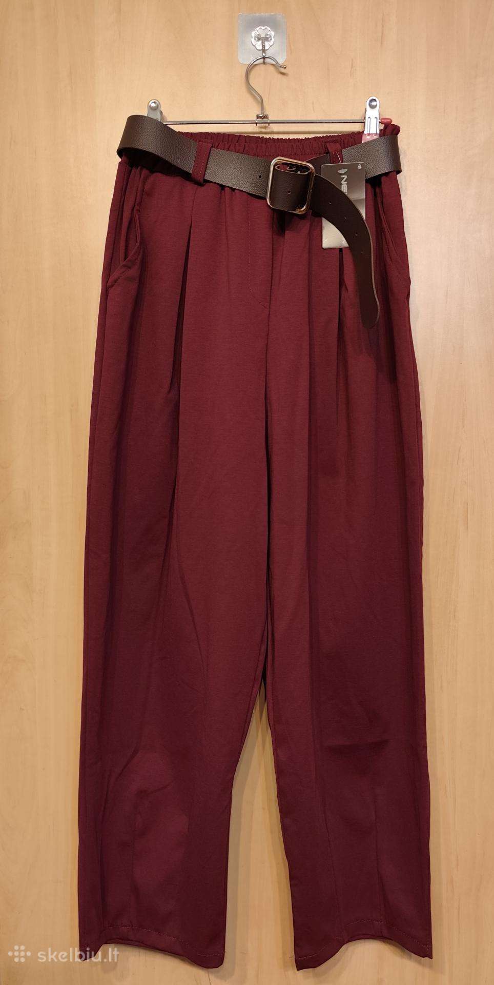 Itališkos bordo kelnės su dirželiu 46 (XL/2xl) d.