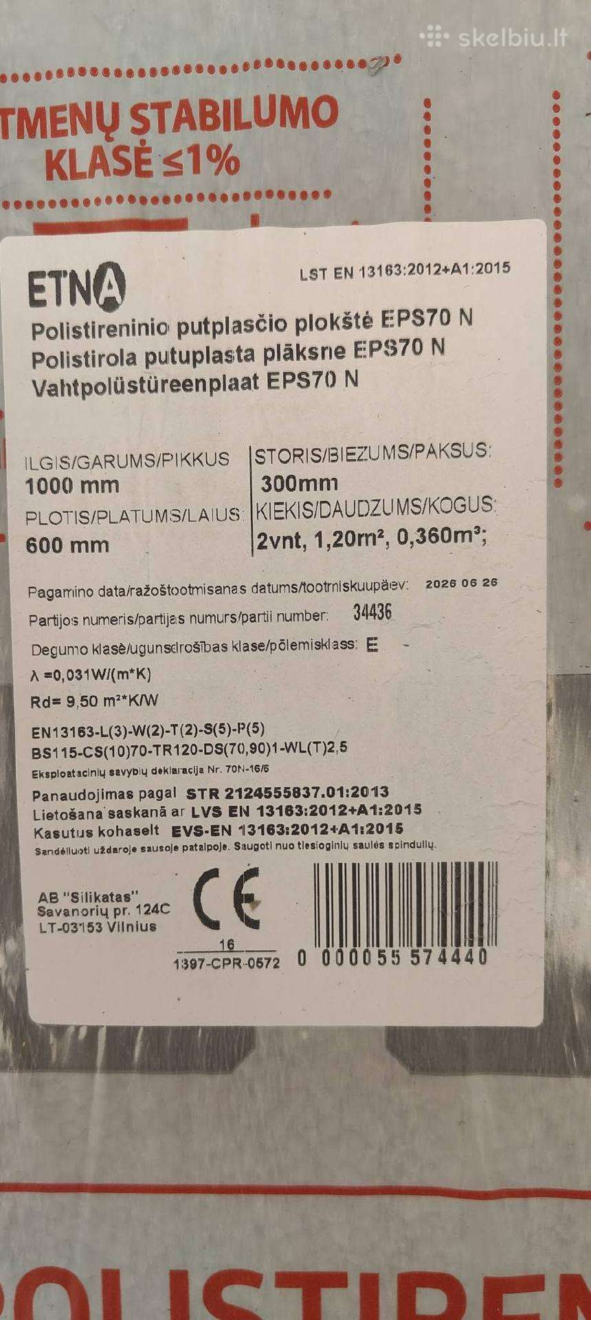 Putu polisterolas Eps 70n,30cm