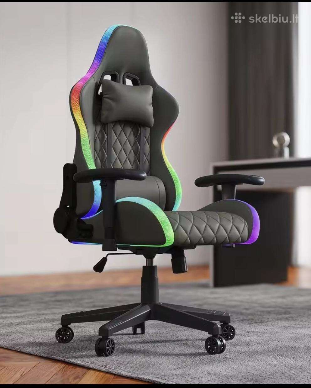 Atlošiama biuro/žaidimų kėdė su Rgb ir masažu.