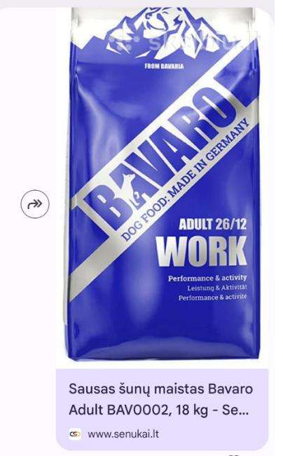 Sausas maistas šunims Bavaro 18 kg- 25 Eur