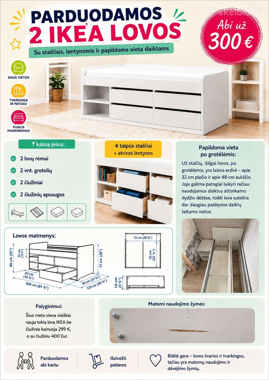 Parduodamos dvi Ikea lovos