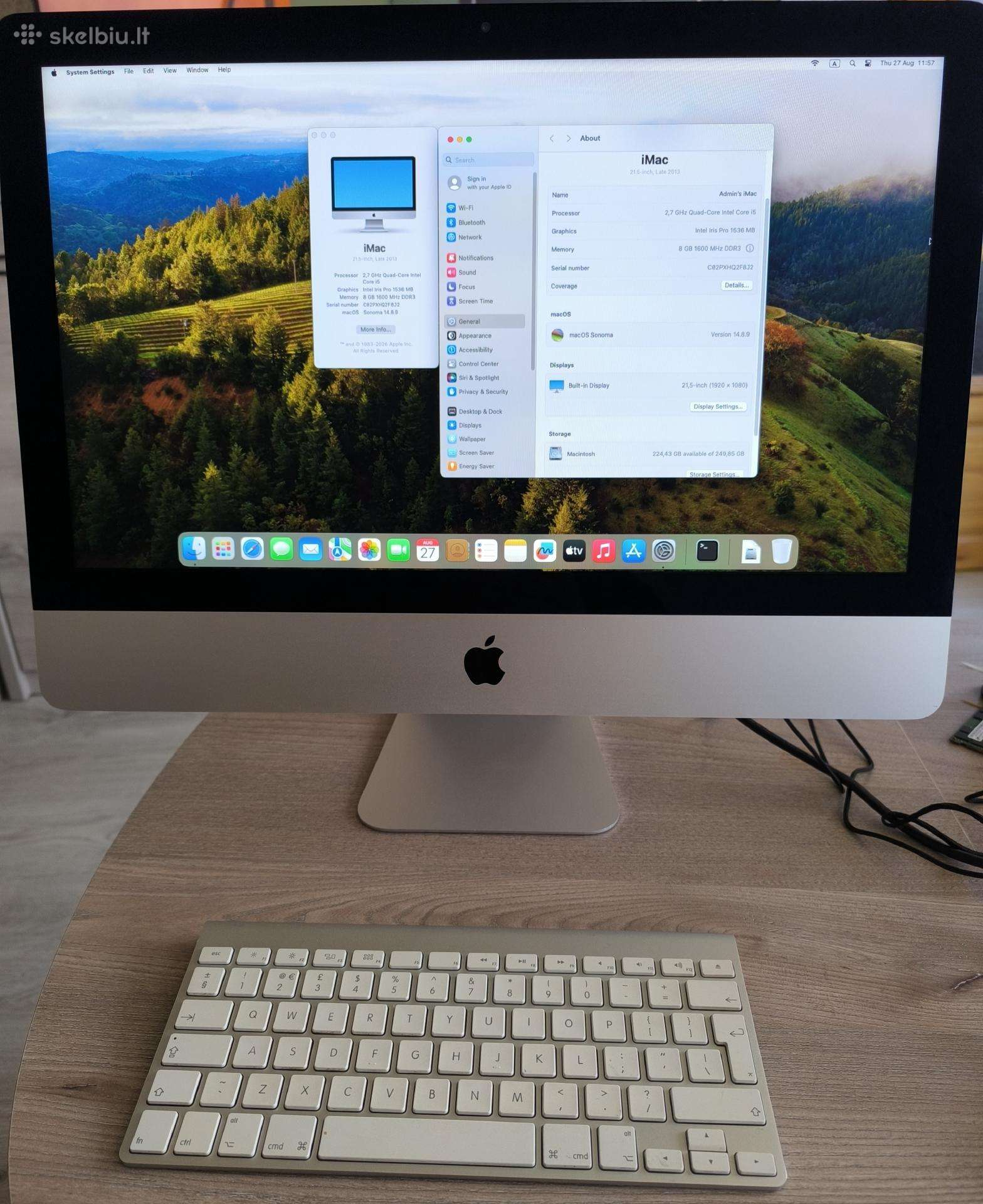 iMac 21,5 Late 2013,8gb,256ssd,i5,dėžė