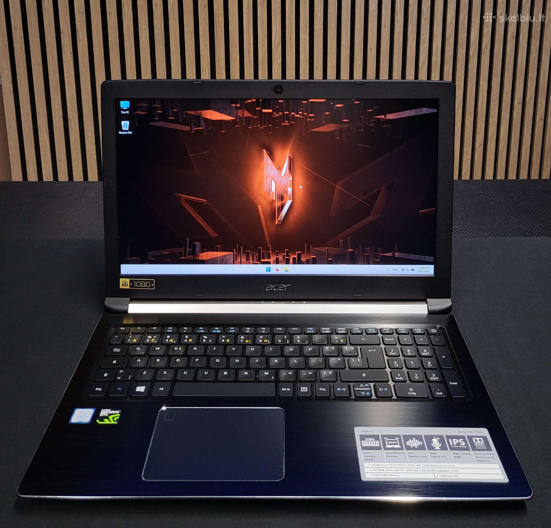 Acer 15,6/ i5 7300hq / 12 GB Ddr4/ ips / Gtx 1050