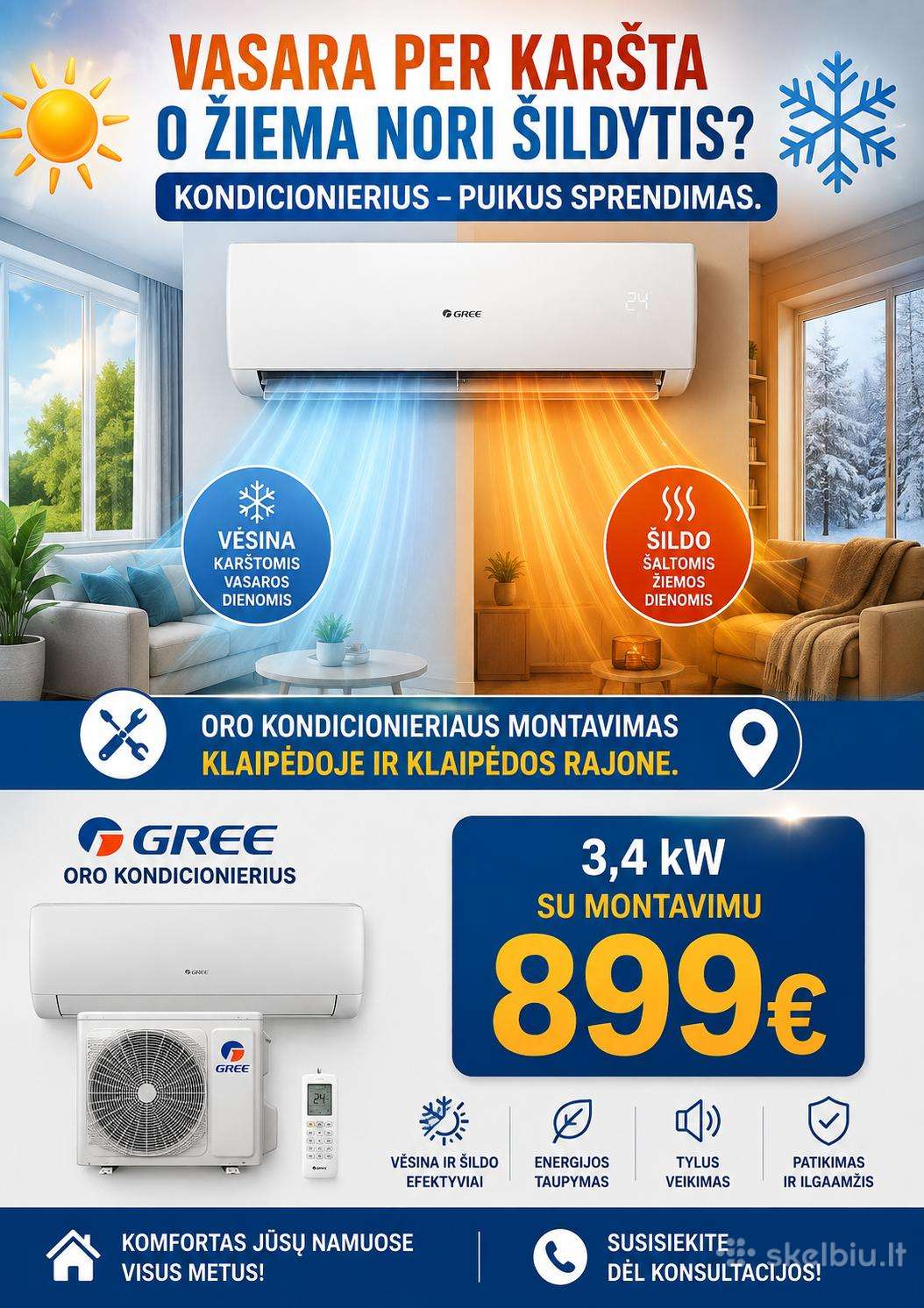 Kondicionierių montavimas Klaipėdos rajone