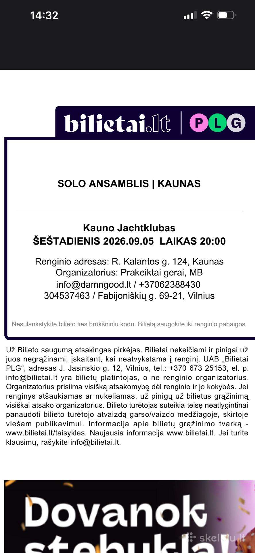 2 bilietai i Solo Ansambli Kaune