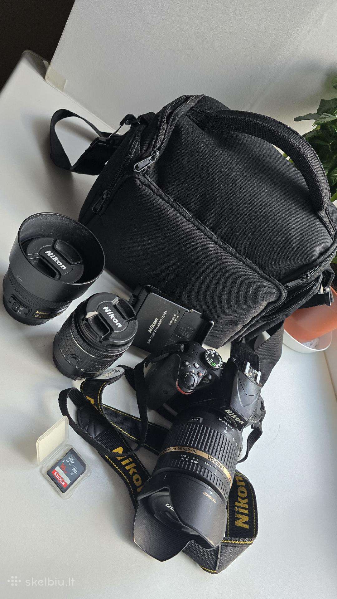 Nikon D3400 Dslr + 3 Lenses + 16 GB Memory Card