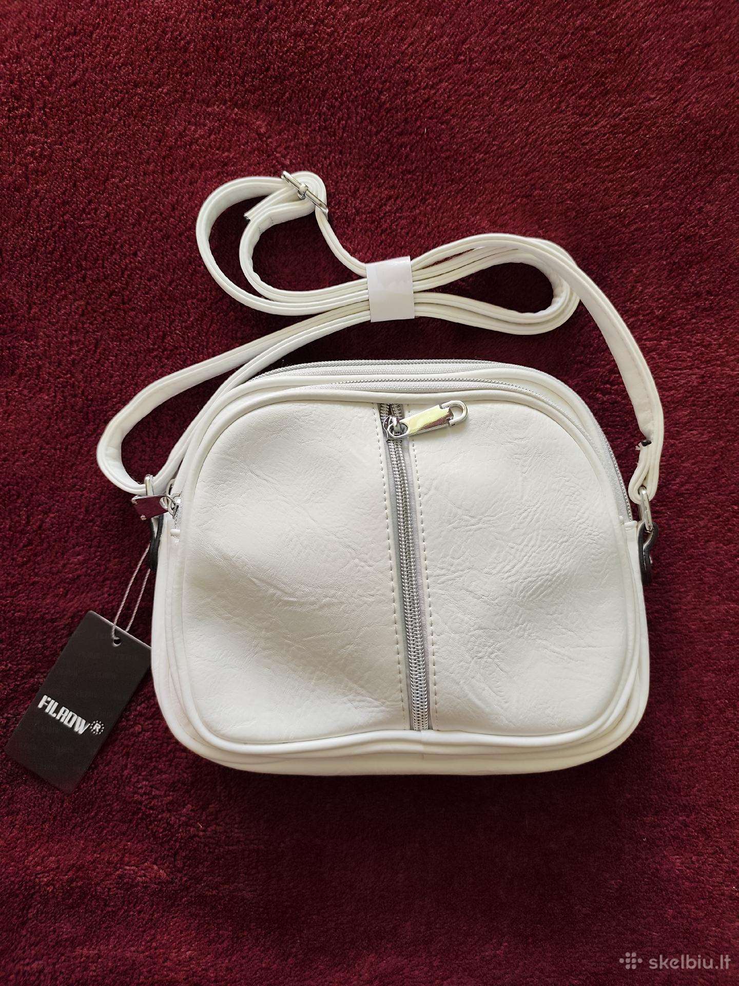 Balta trijų skyrių crossbody rankinė per petį