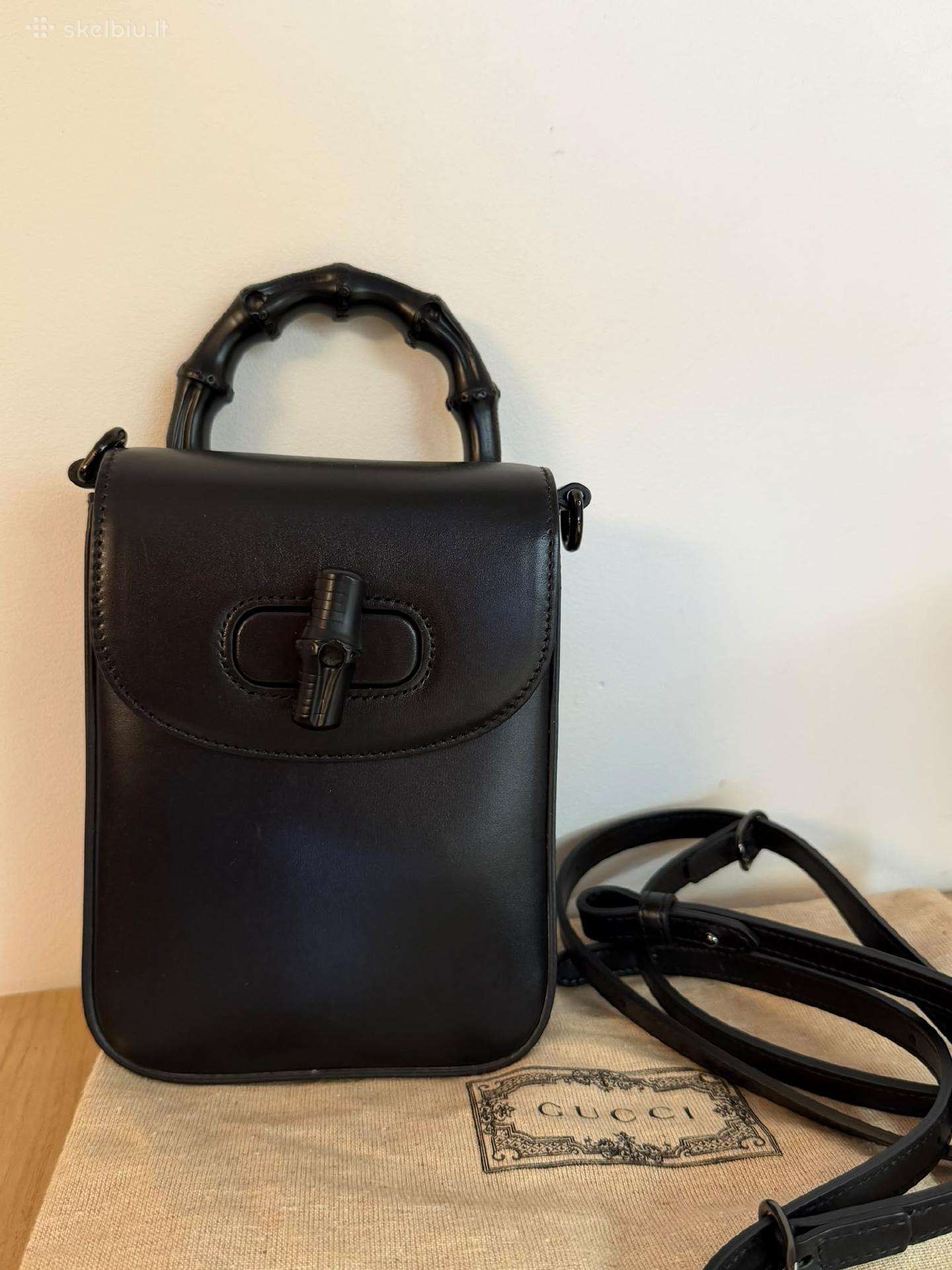 Gucci bambukinis mini odinis telefono dėklas