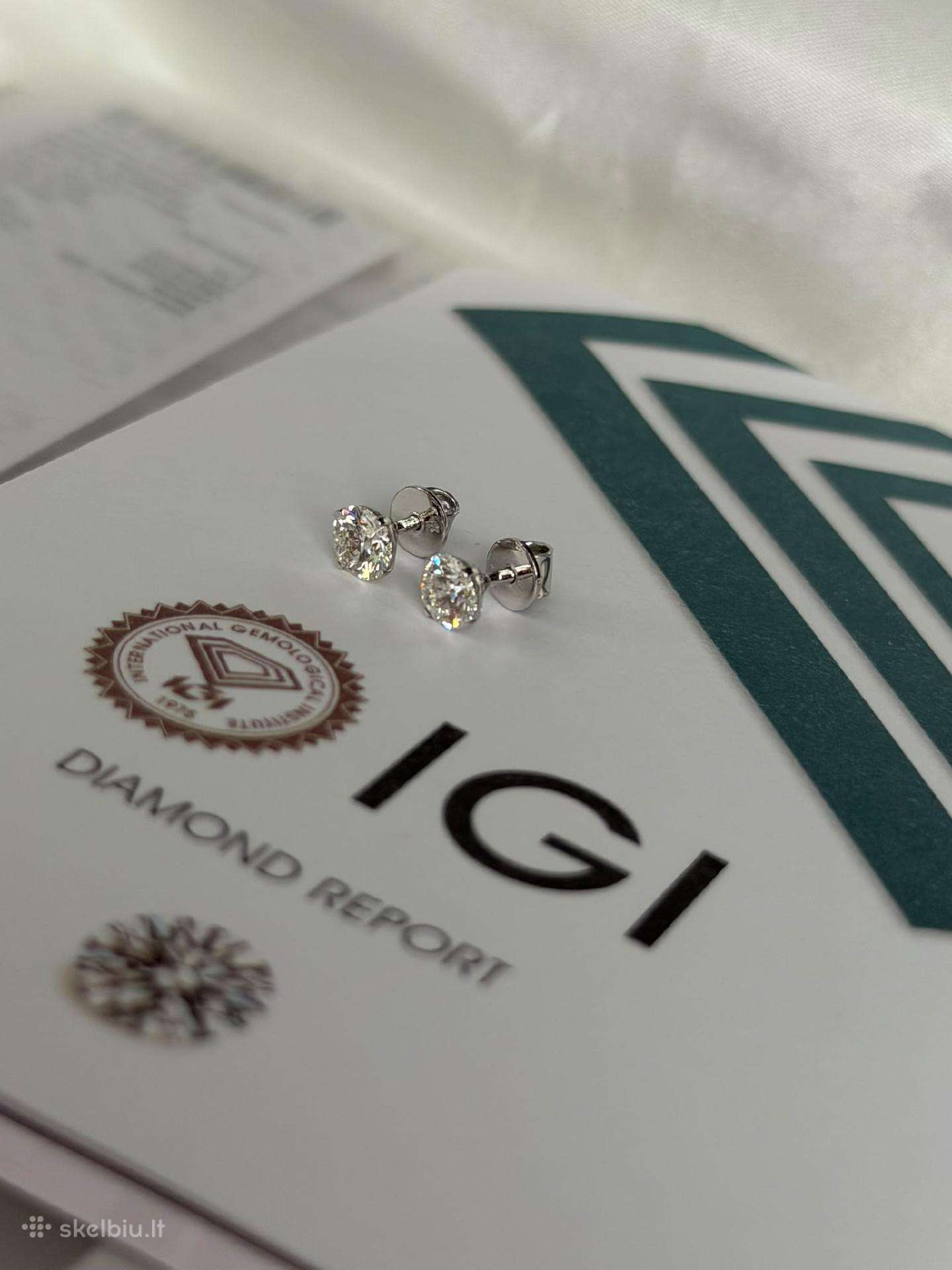 Natūralių deimantų auskarai 1,01 ct