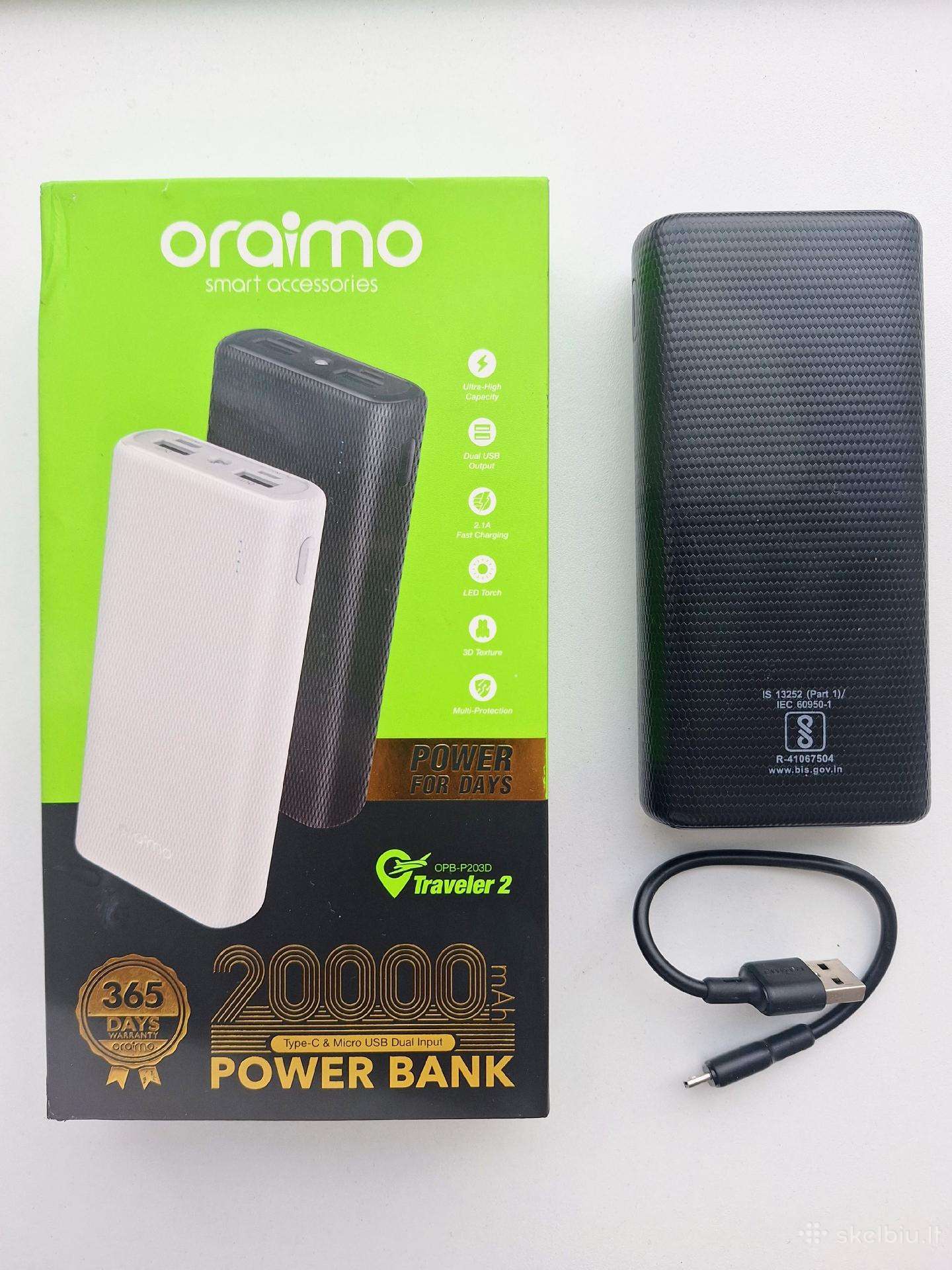Power bank 20 000 mah (akumuliatorius, baterija)