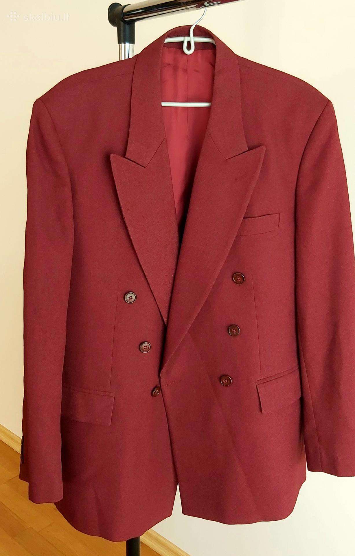 Vyriškas bordo dvieilis švarkas, 48 dydis – 30 €