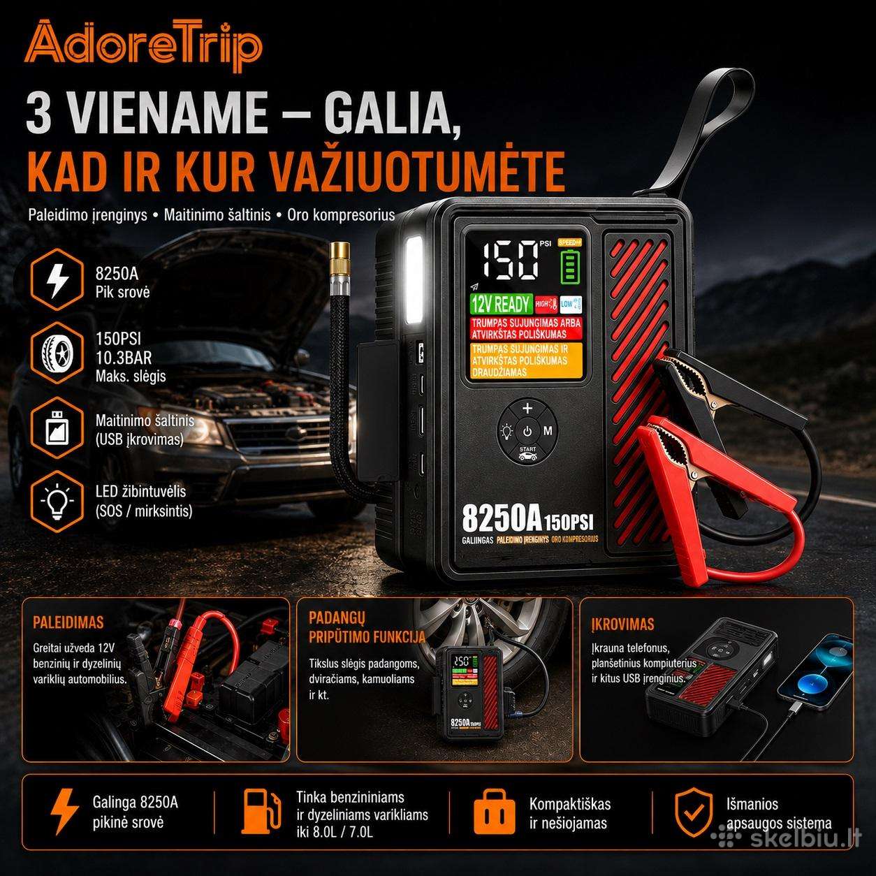 Automobilio užvedėjas – paleidėjas – busteris
