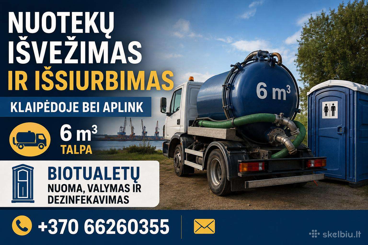 Nuotekų surinkimas ir išvežimas.