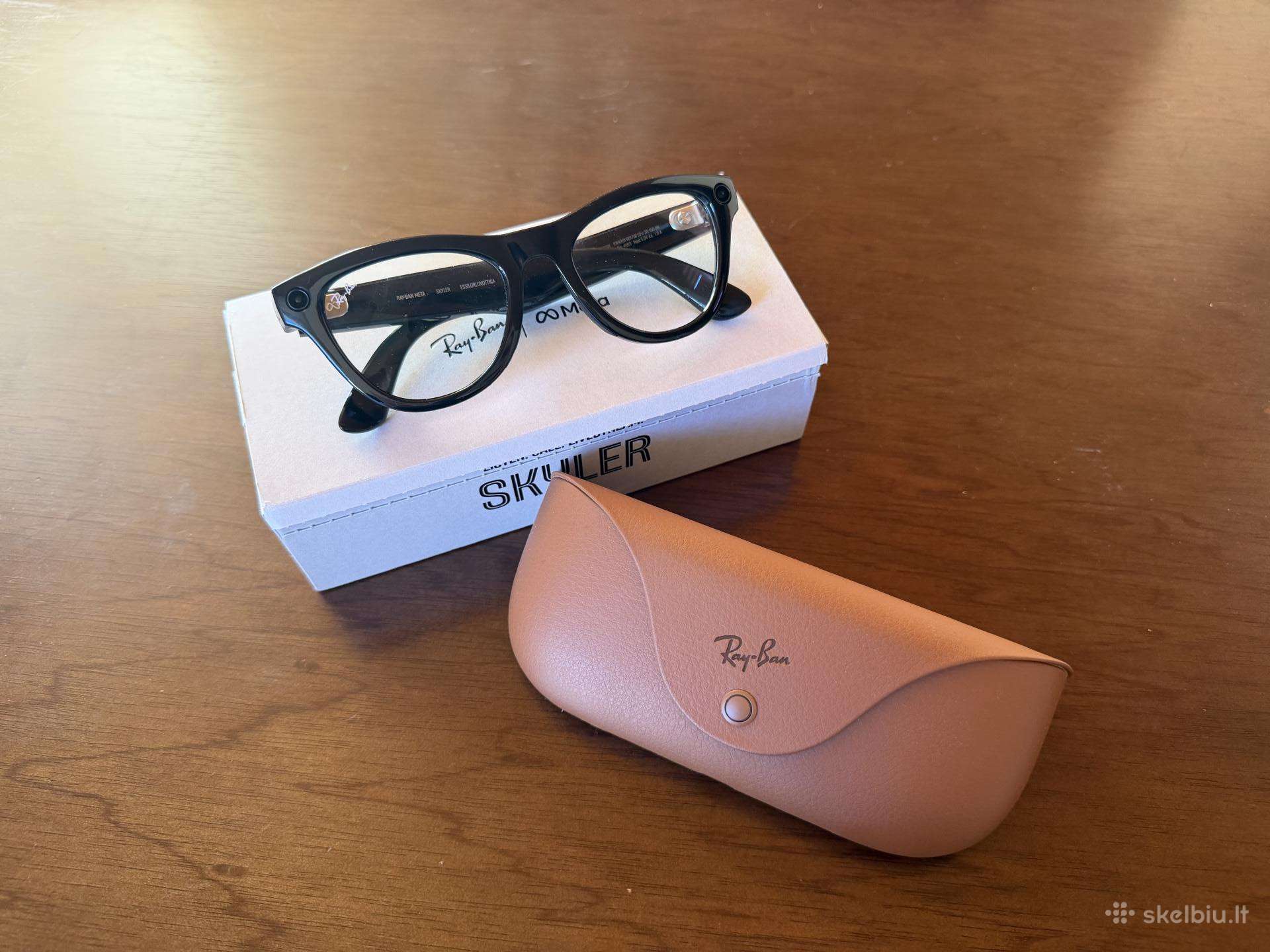 Meta Rayban shiny black, clear akiniai