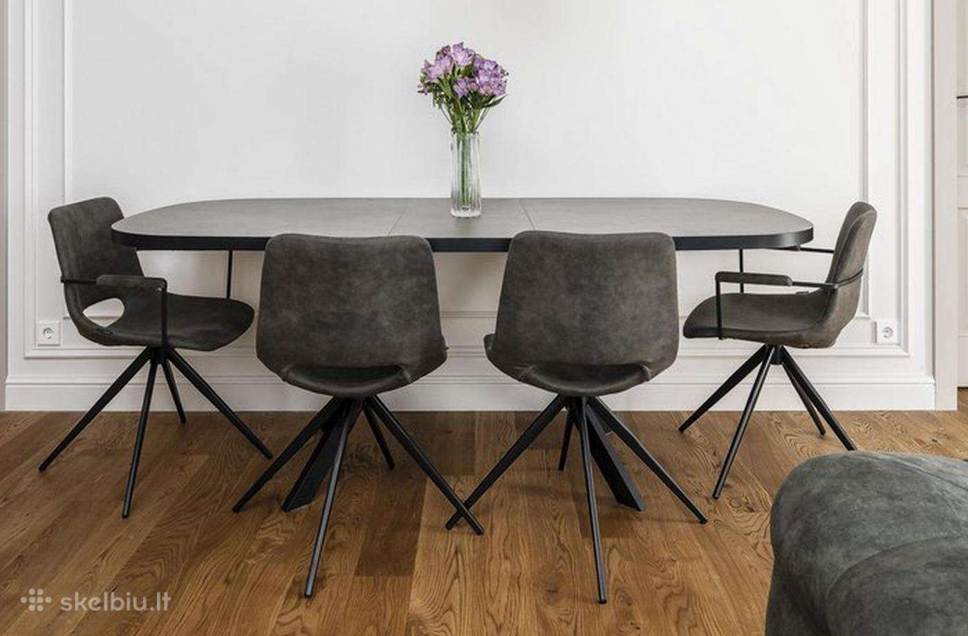 Sofaforma valgomojo kėdės, 4 vnt - pilkos, sukamos