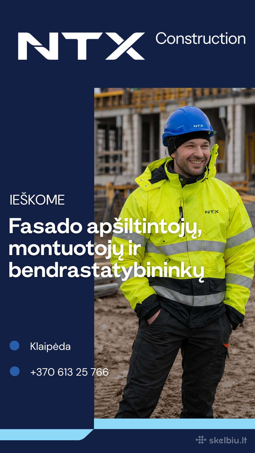 Fasadų darbams ieškome statybininkų Klaipėdoje