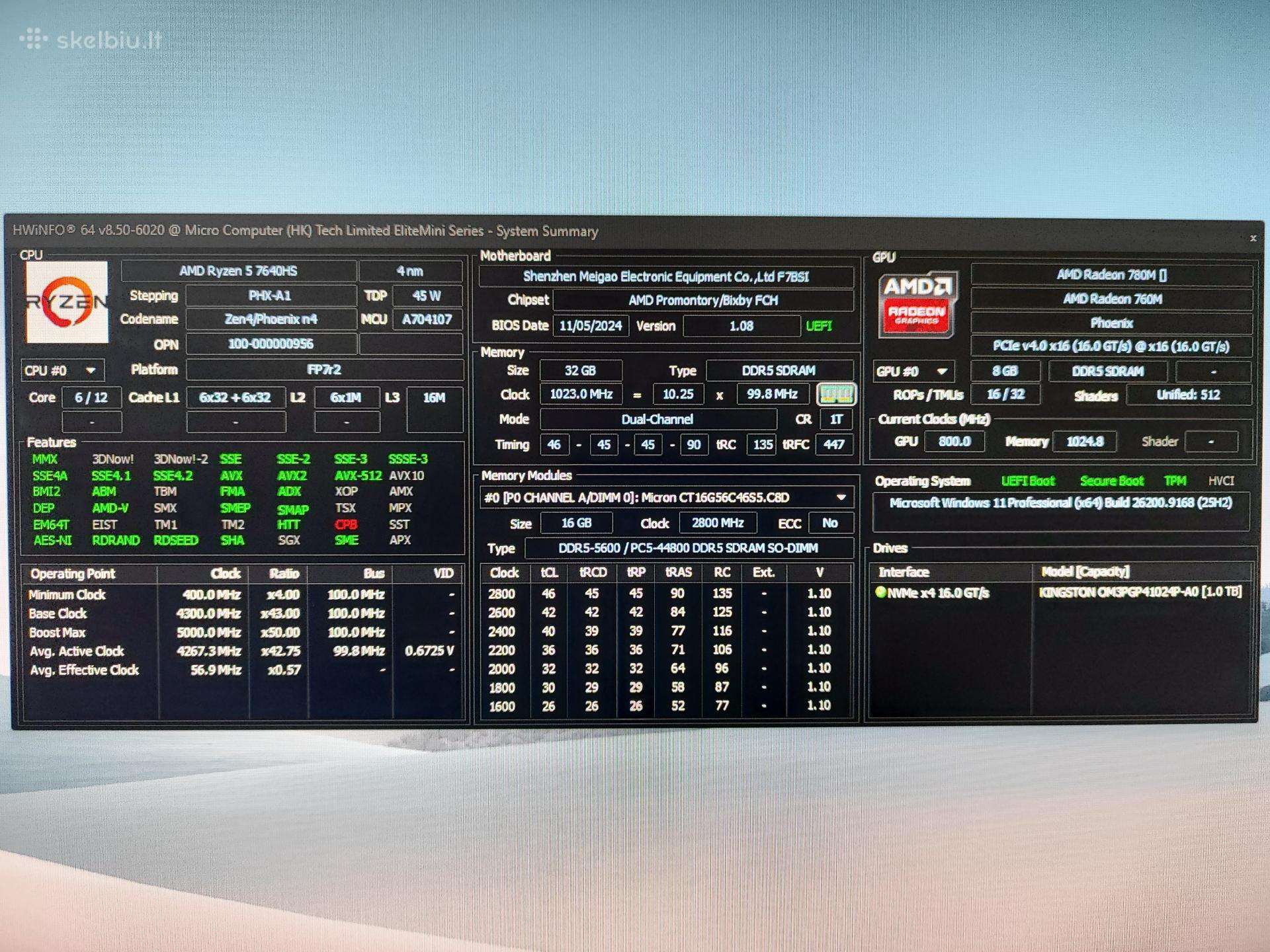 Minisforum Um760 Slim Kompiuteris 32 RAM, 1tb SSD