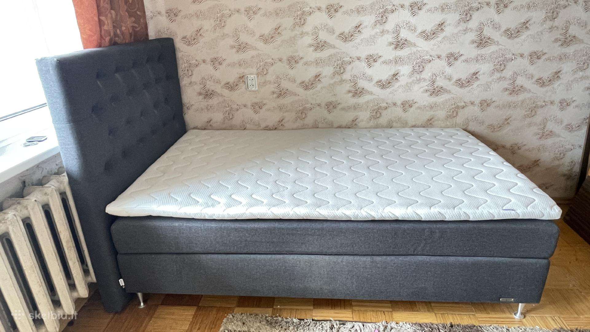 Plati viengulė lova su čiužiniu bei antčiužiniu