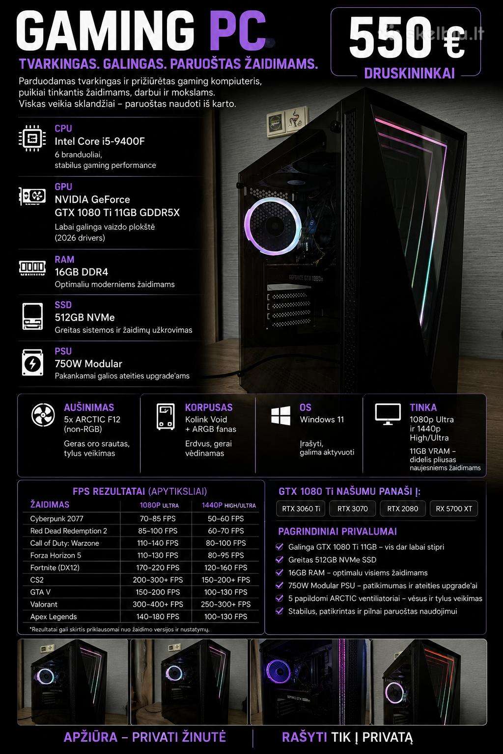 Gaming Pc Gtx 1080 Ti 11gb i5-9400f 16gb Rm