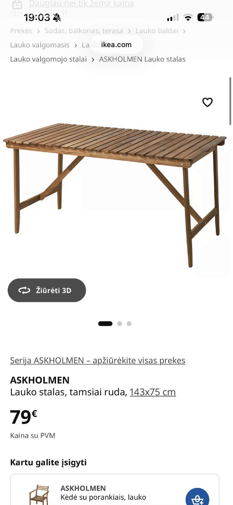 Askholmen lauko stalas, tamsiai rudas