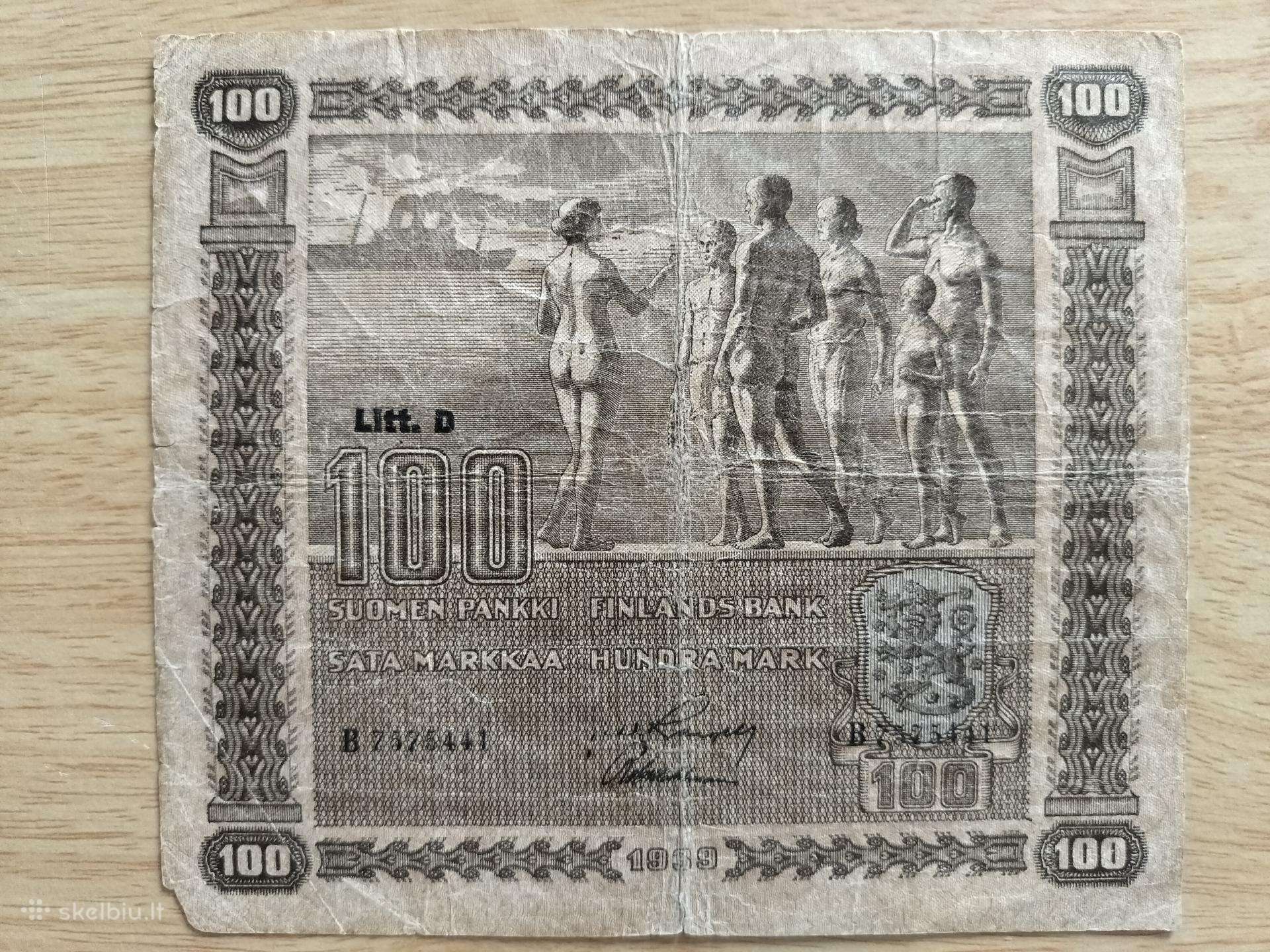 Suomijos banknotas 100 Markkaa 1939 m