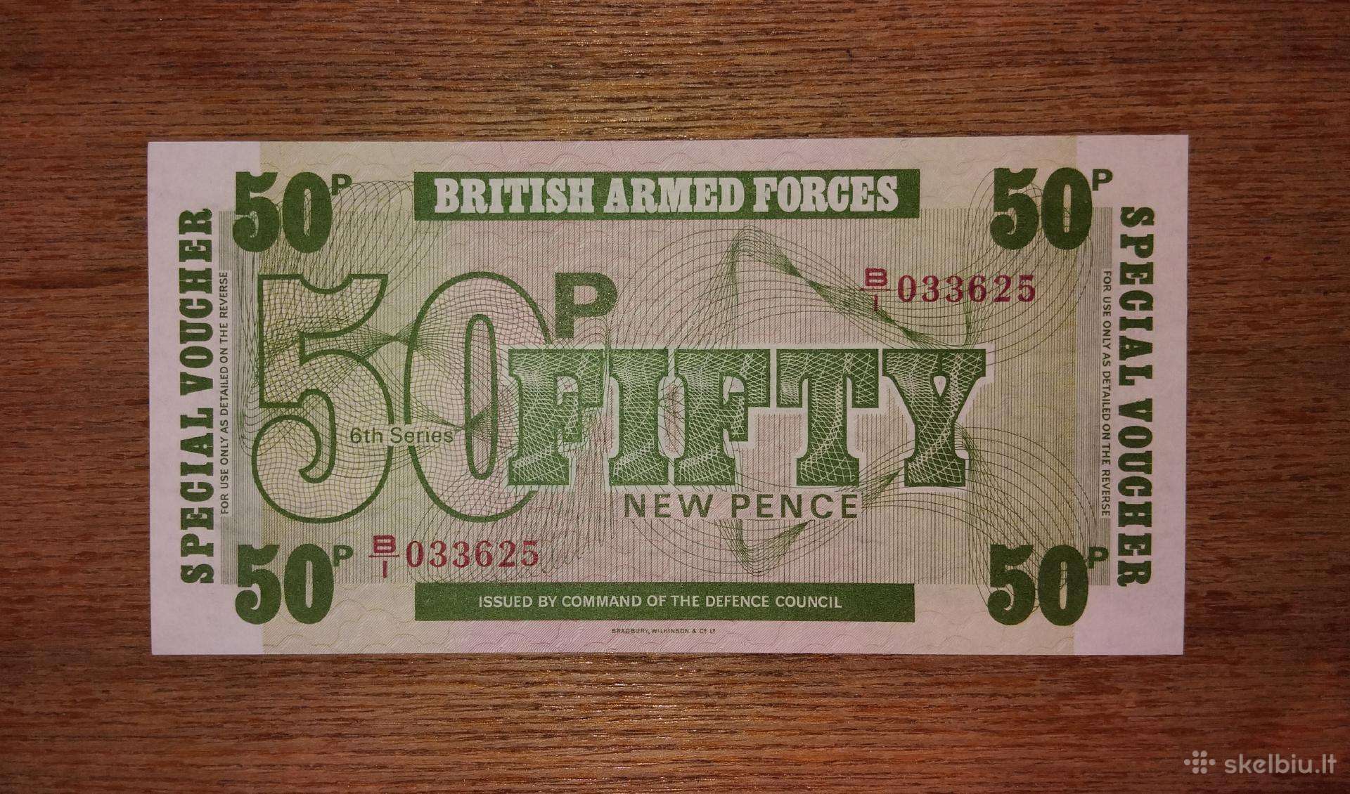 Anglijos 50 pencu banknotas