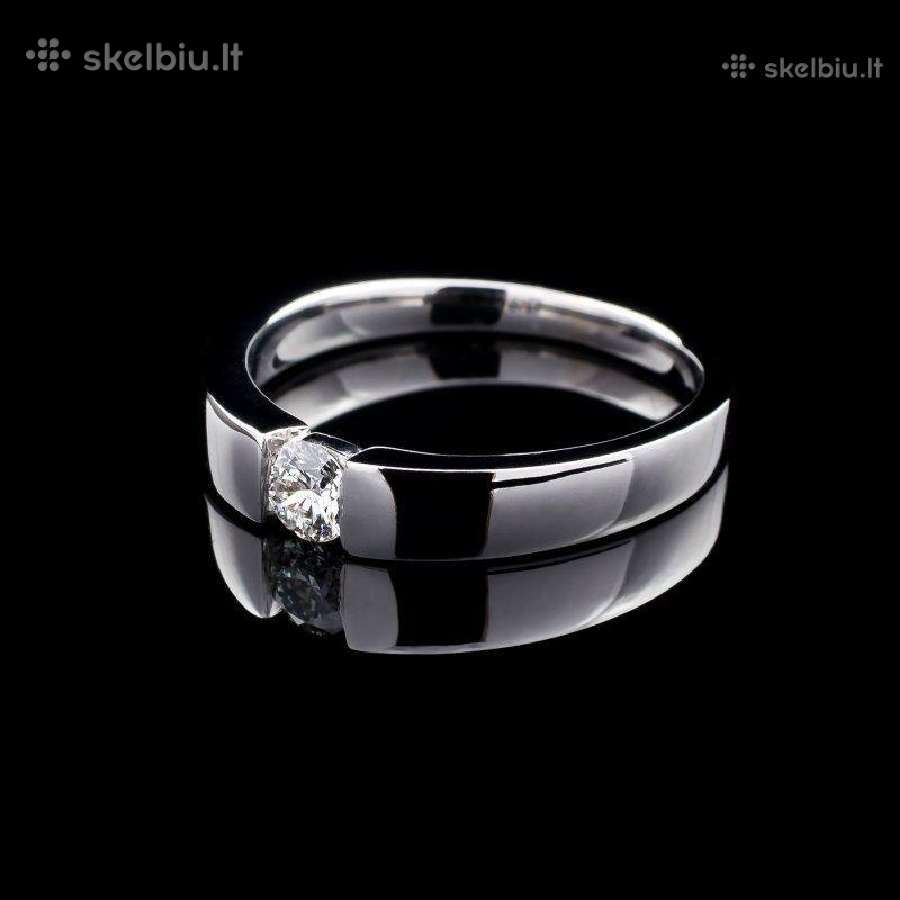 Balto Aukso Žiedai Su 0.25 ct. Deimantu