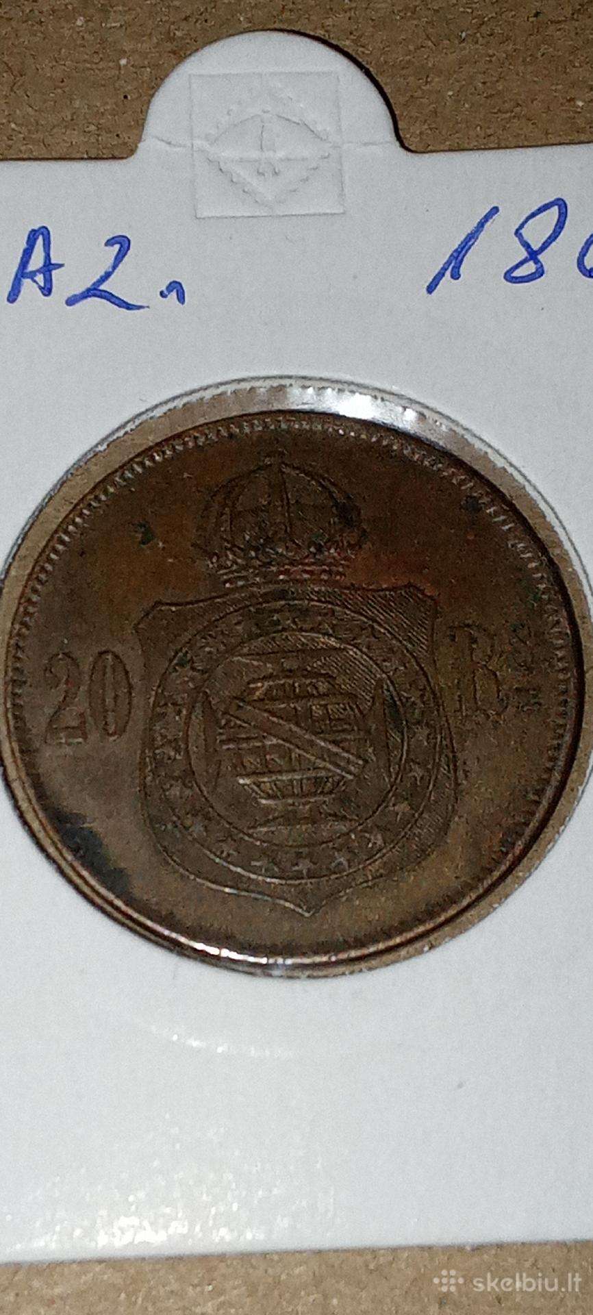 Brazilija 20 realų 1869