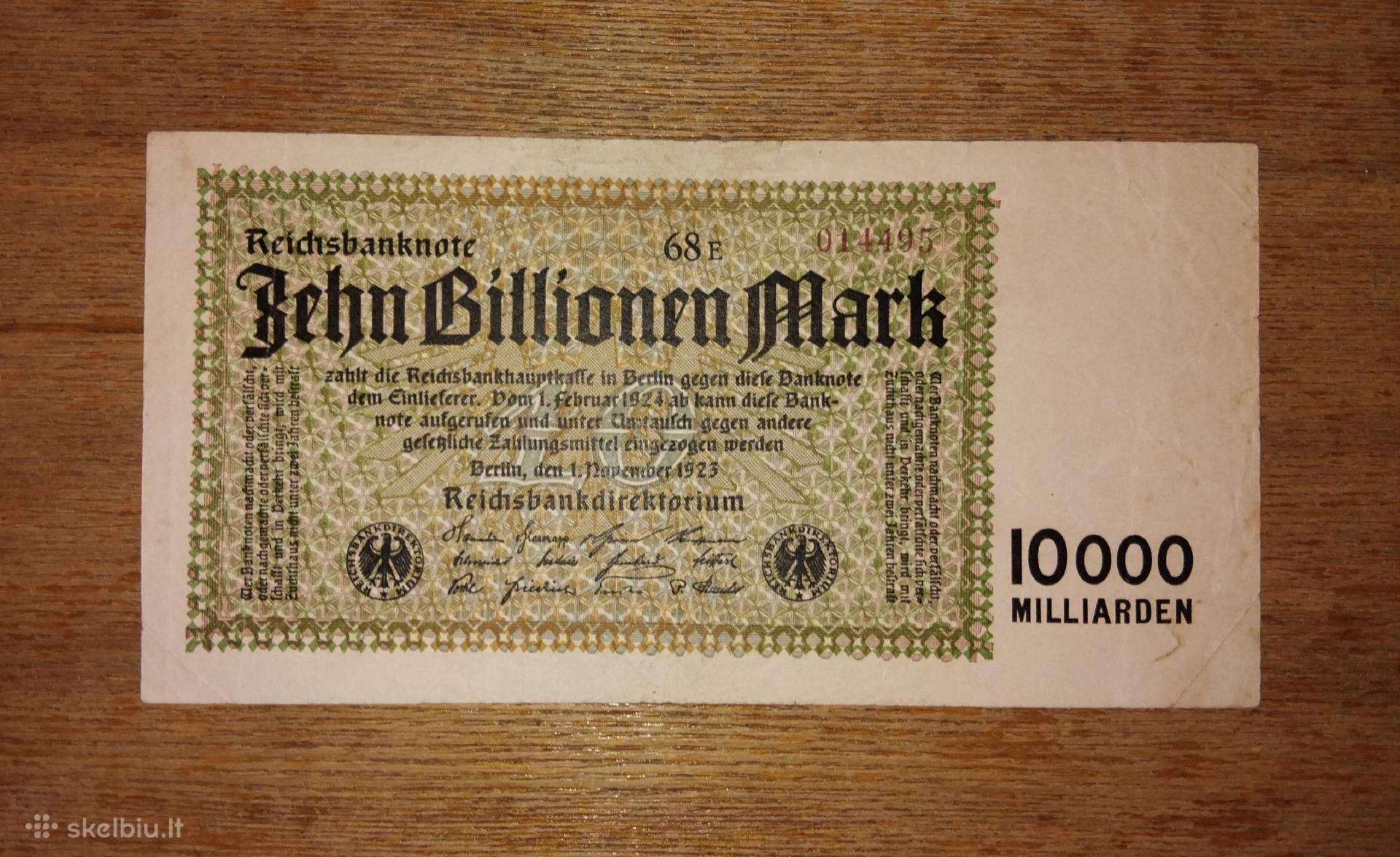 Vokietijos 10 bln markių banknotas