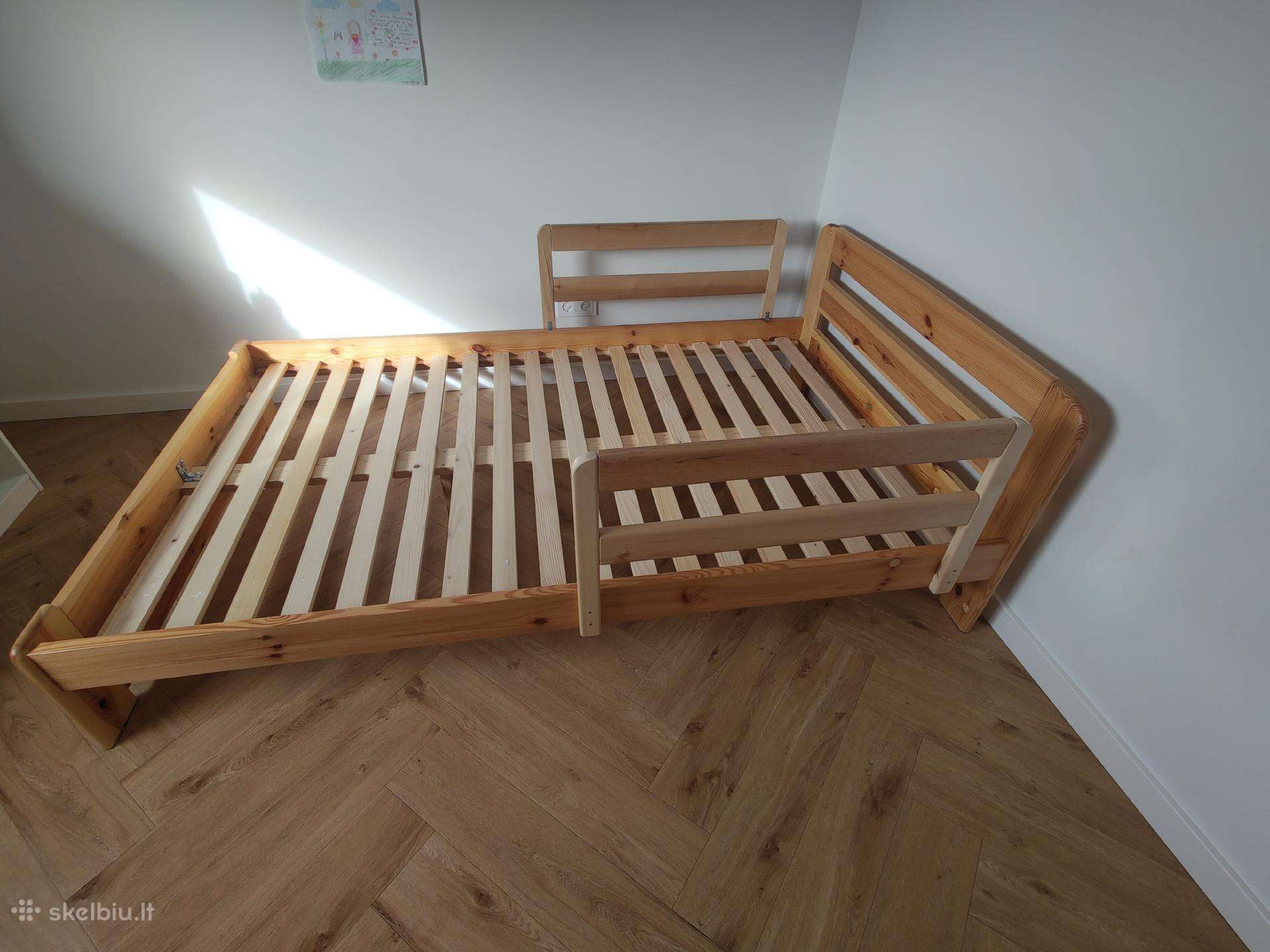 Tvirta medinė lova 120x200 su čiužiniu