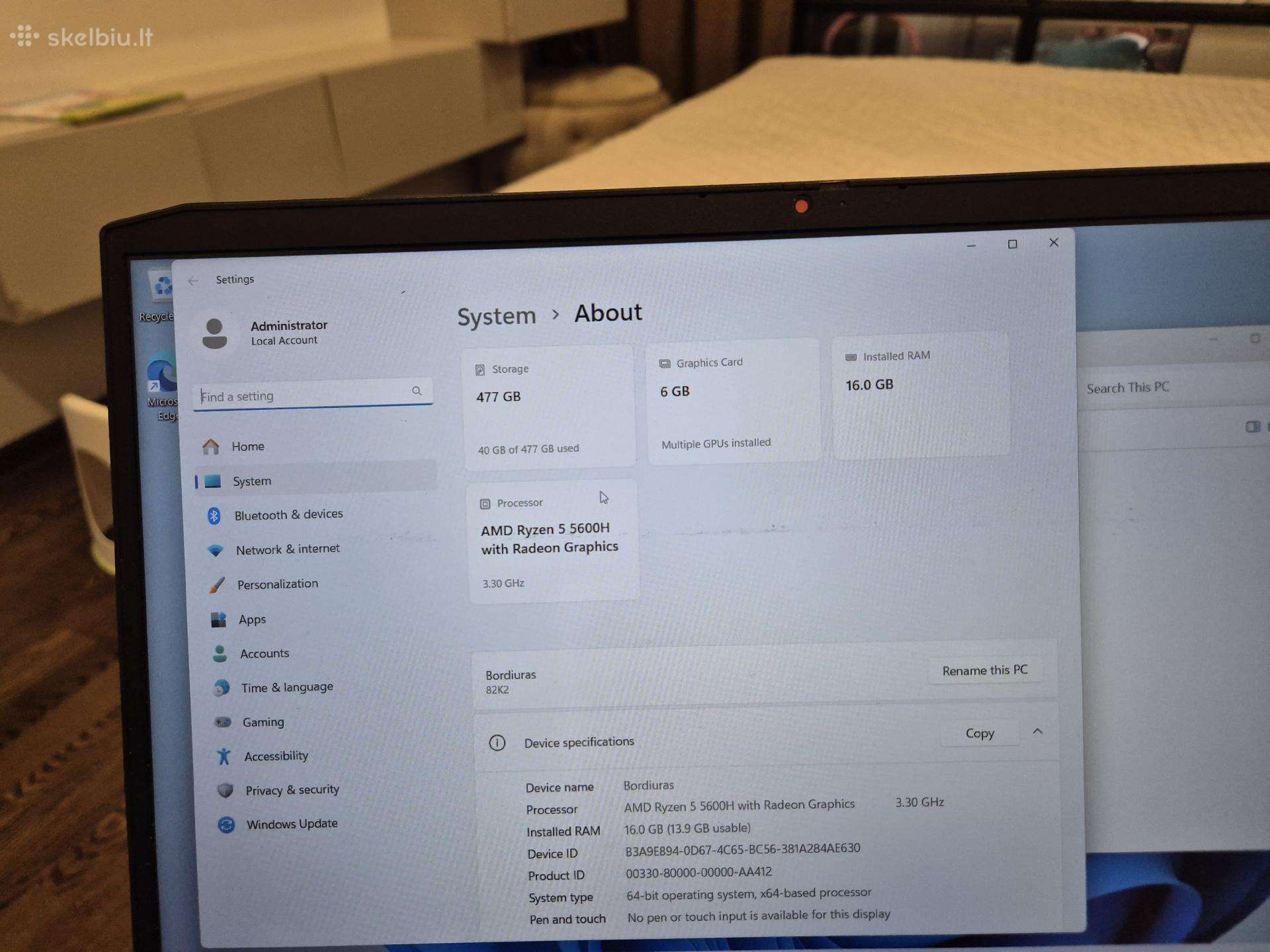 Lenovo Gaming 3 Ryzen 5 5600 16gb RAM Rtx 3050
