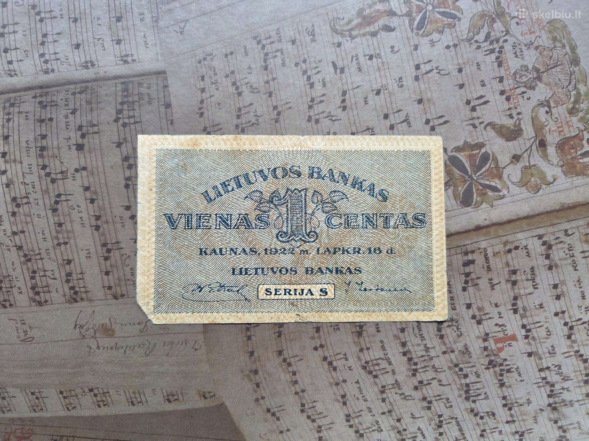 1 centas 1922 Lietuva serija S