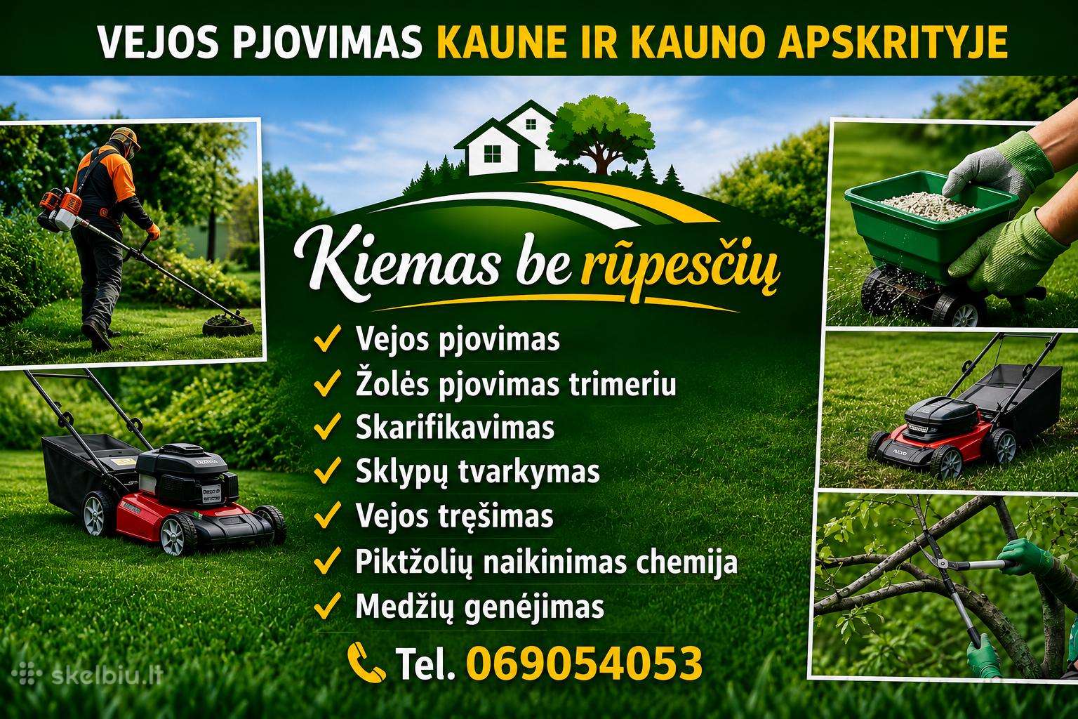 Skarifikavimas, Žolės pjovimas, sklypų priežiūra.