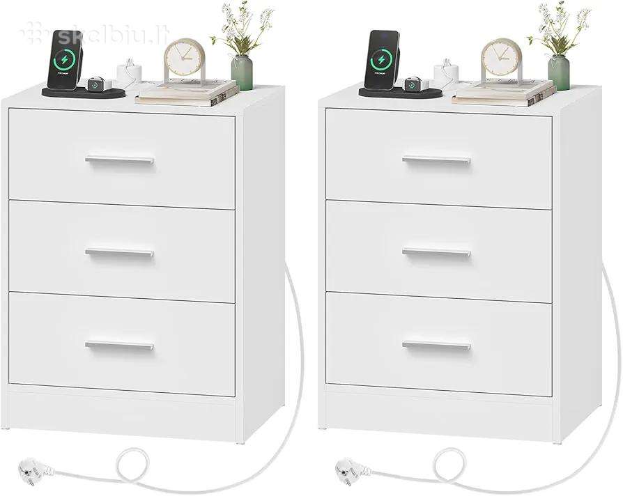Modernios naktinės spintelės su 220 lizdais ir Usb