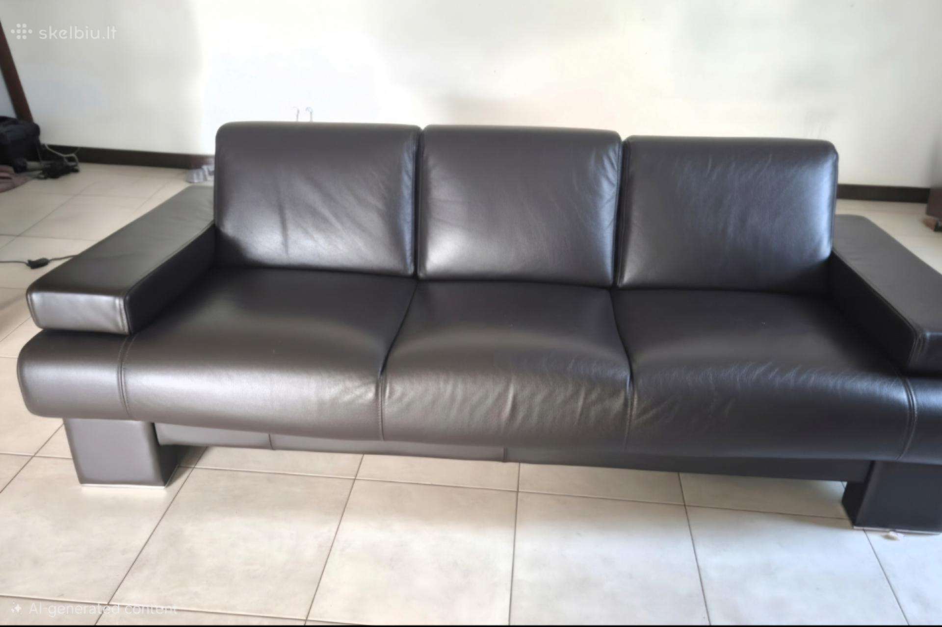 Trivietė sofa + fotelis (elektrinis) + pufas