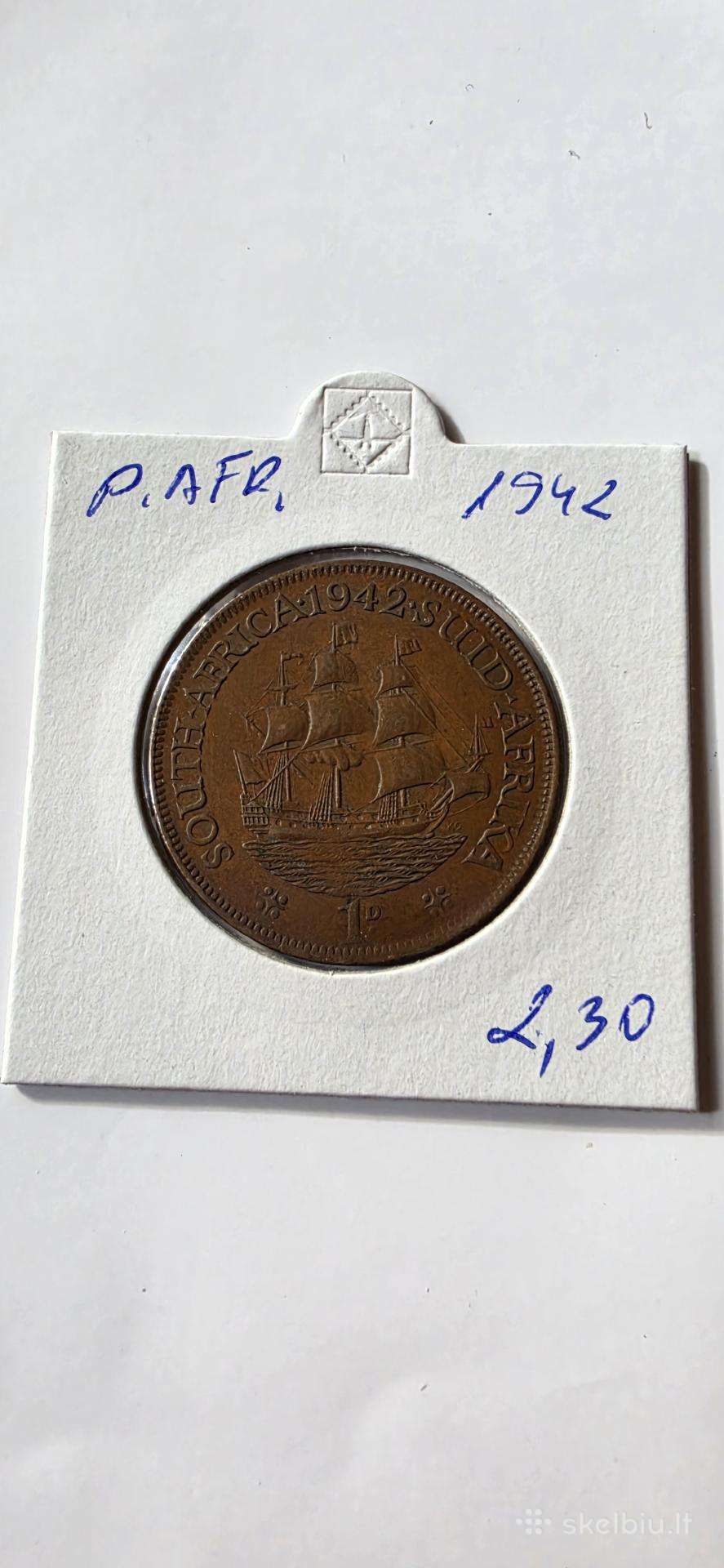 Pietų Afrika 1 pensas 1942