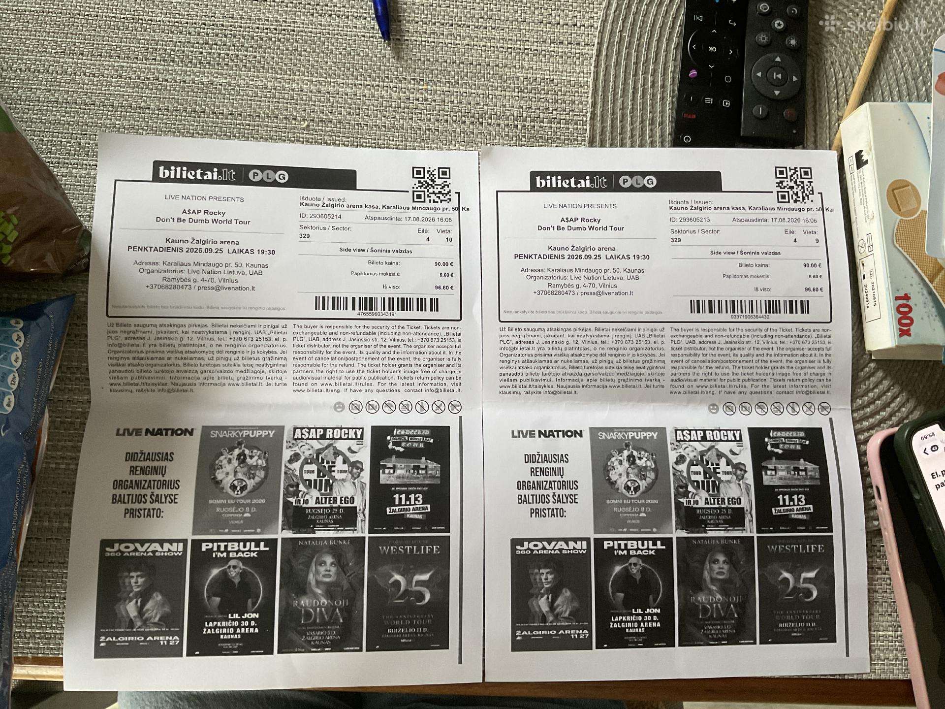 2 bilietai į asap Rocky dont be dumb world tour