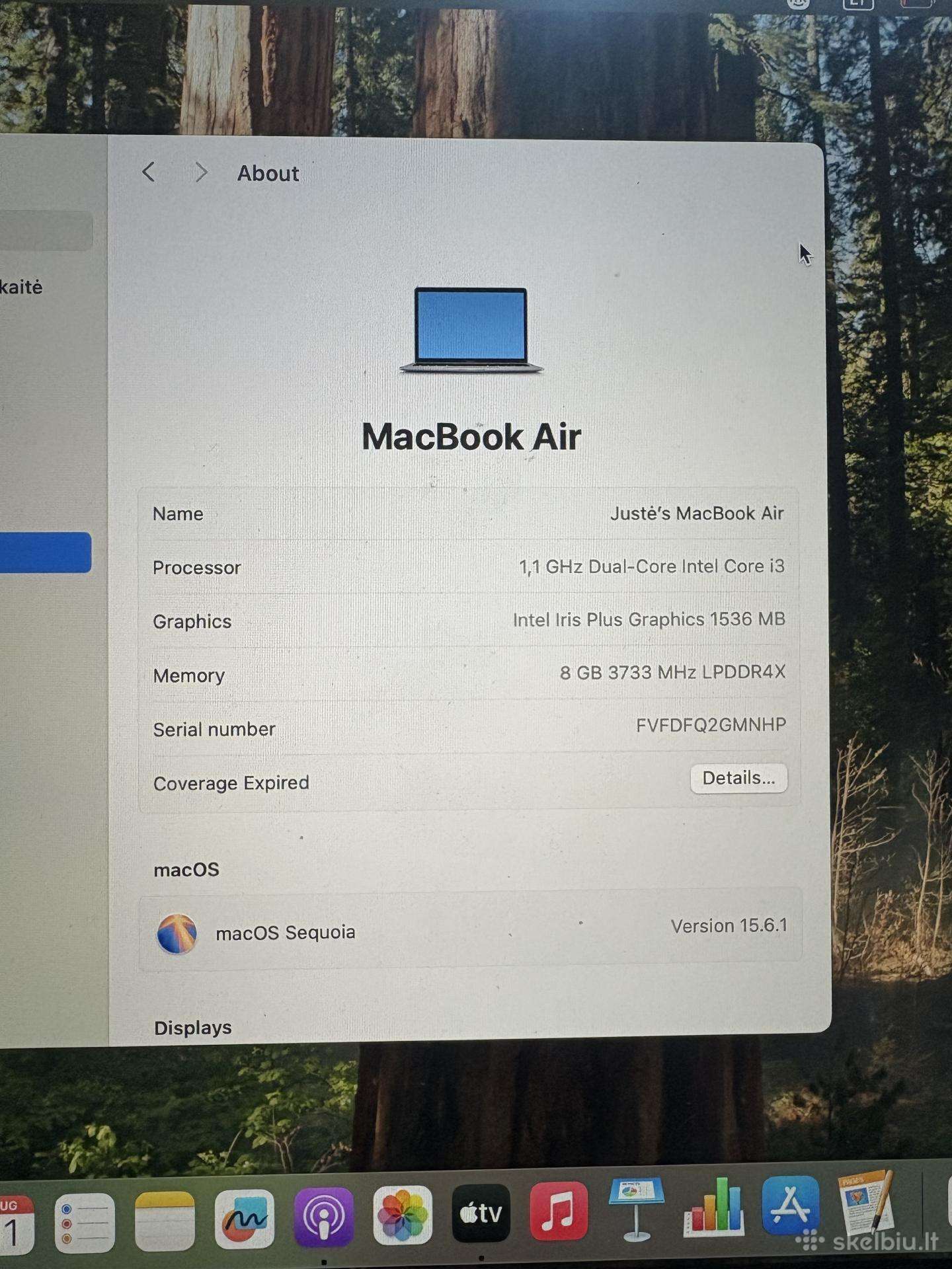 MacBook Air 13 2020 i3 8 GB 256 GB