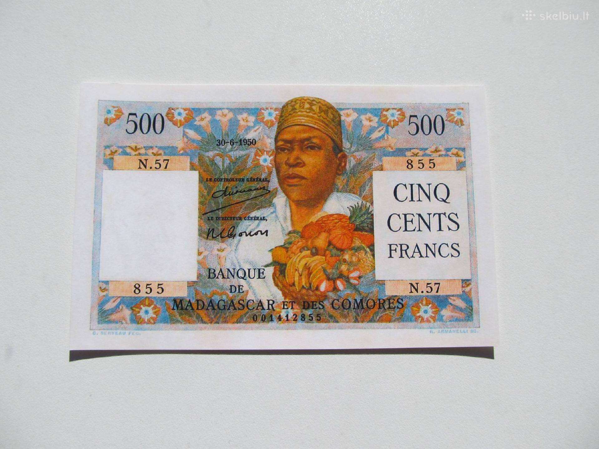 500 franku , Madagaskaras Komorai 1950