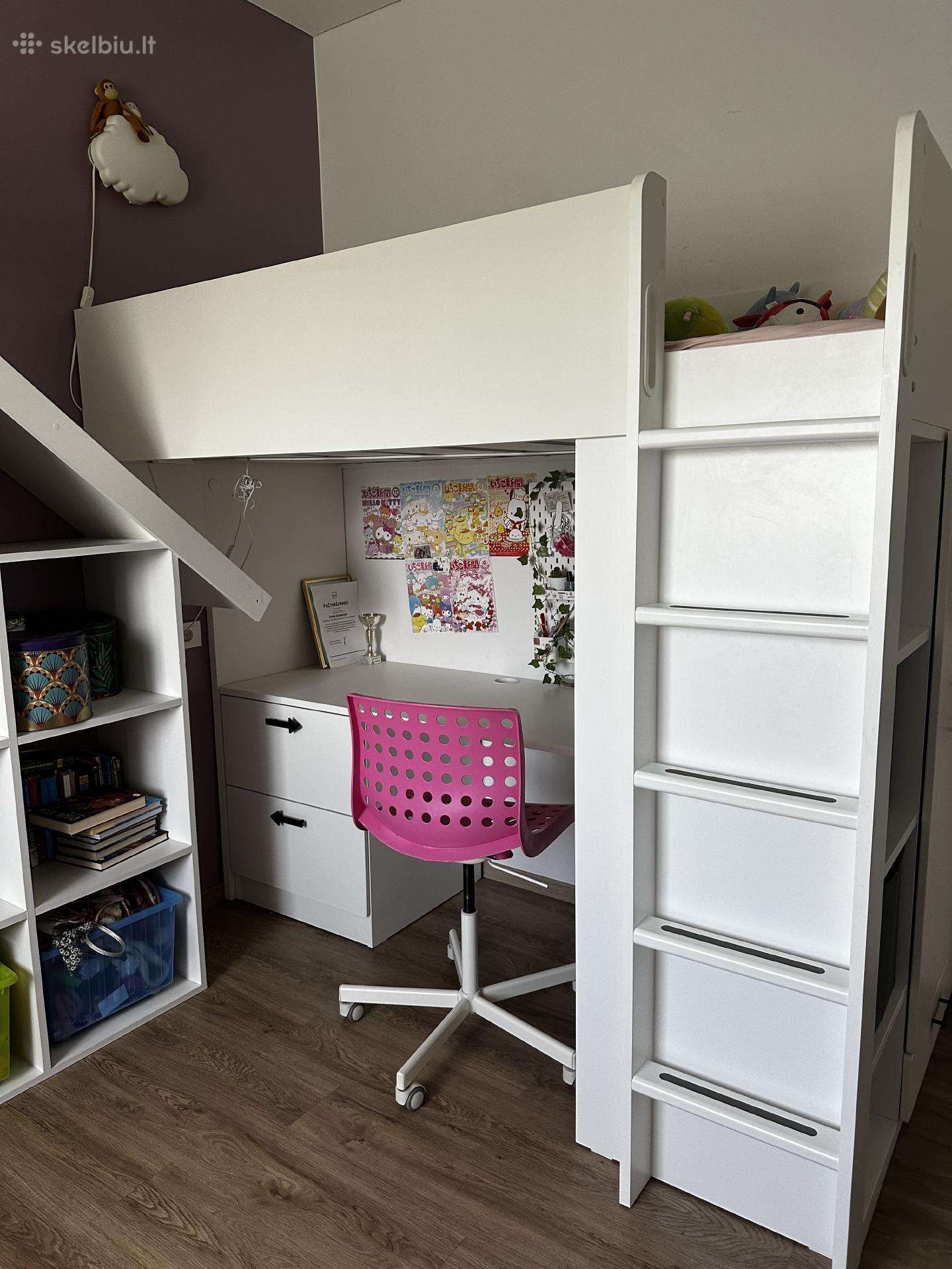 Ikea dviaukštė lova, spinta, stalas