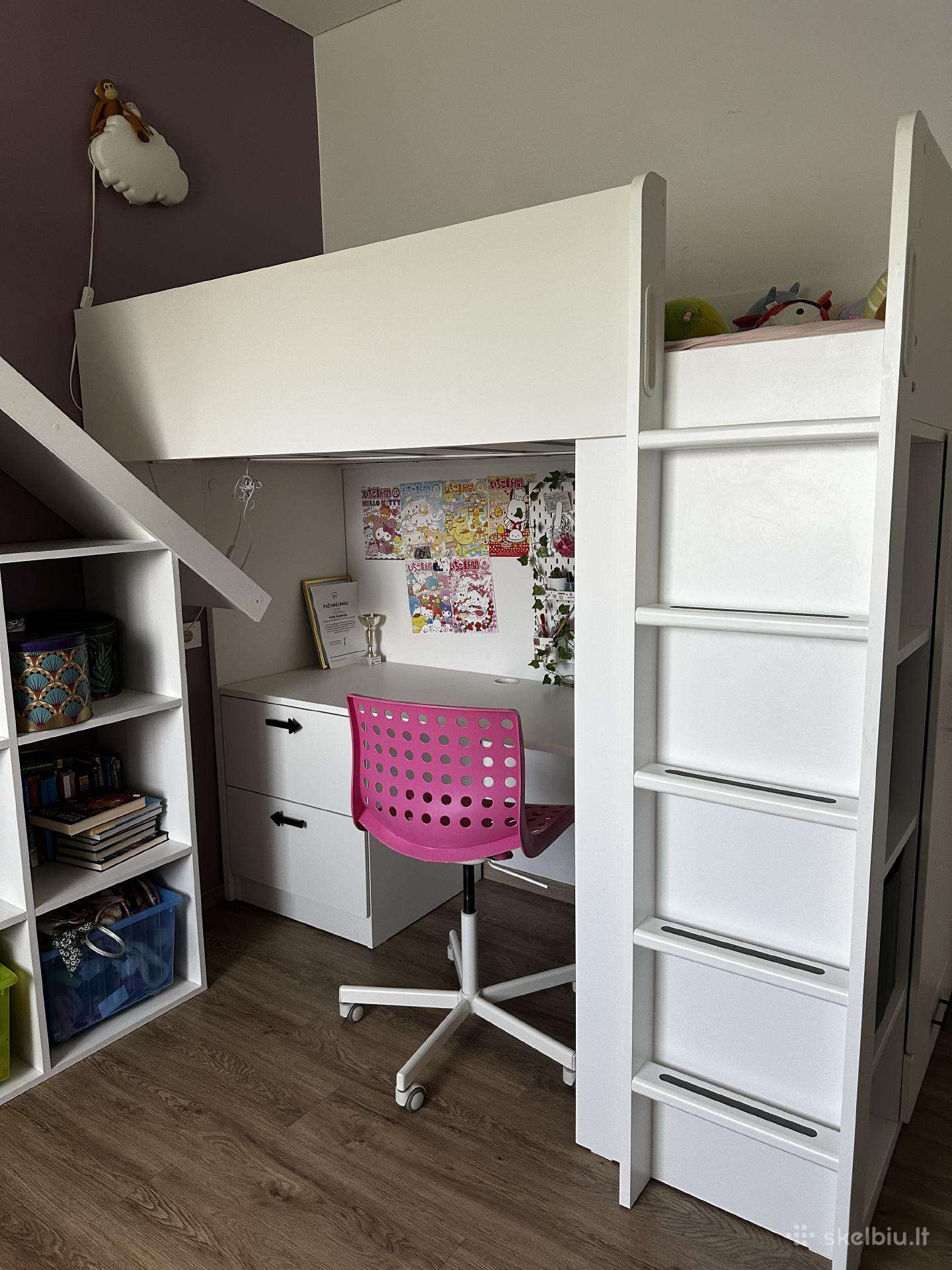 Ikea dviaukštė lova, stalas, spinta
