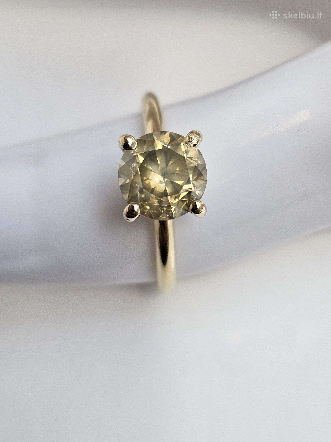 14k aukso žiedas su natūraliu 2.26 ct deimantu