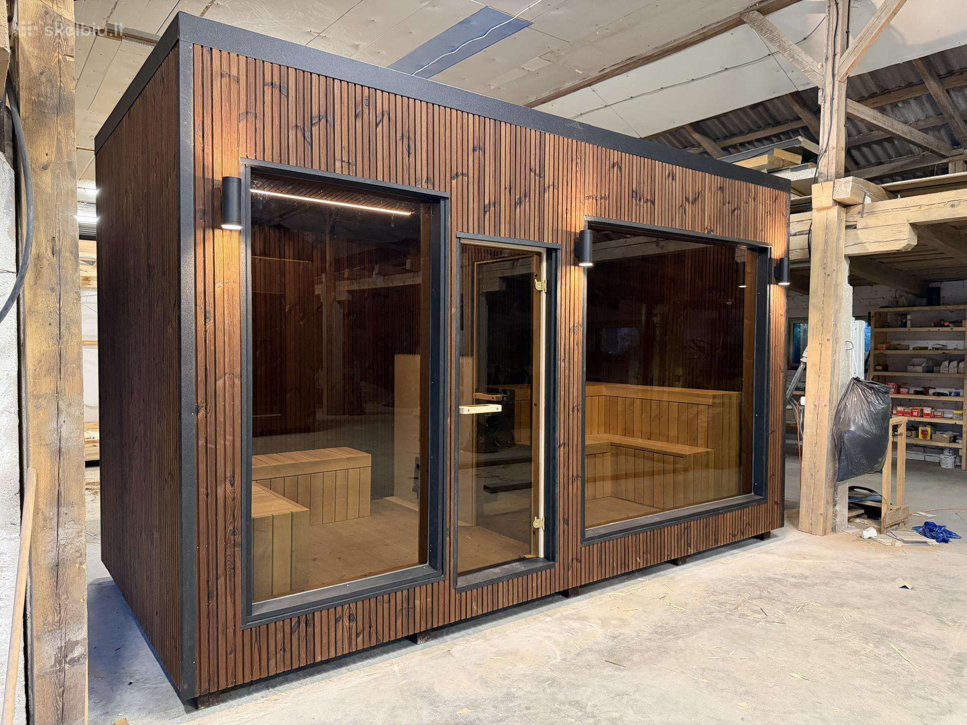 Karkasine sauna, pirtis, moduliniai, mobili, medin