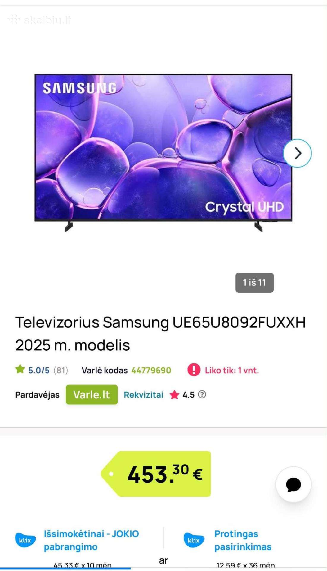 Samsung ue65u8092fuxxh Led65" Smart. Derinama.