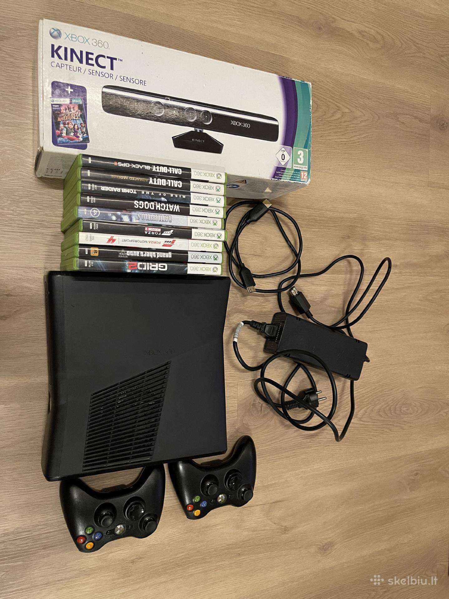 Xbox 360 + zaidimai + kinect