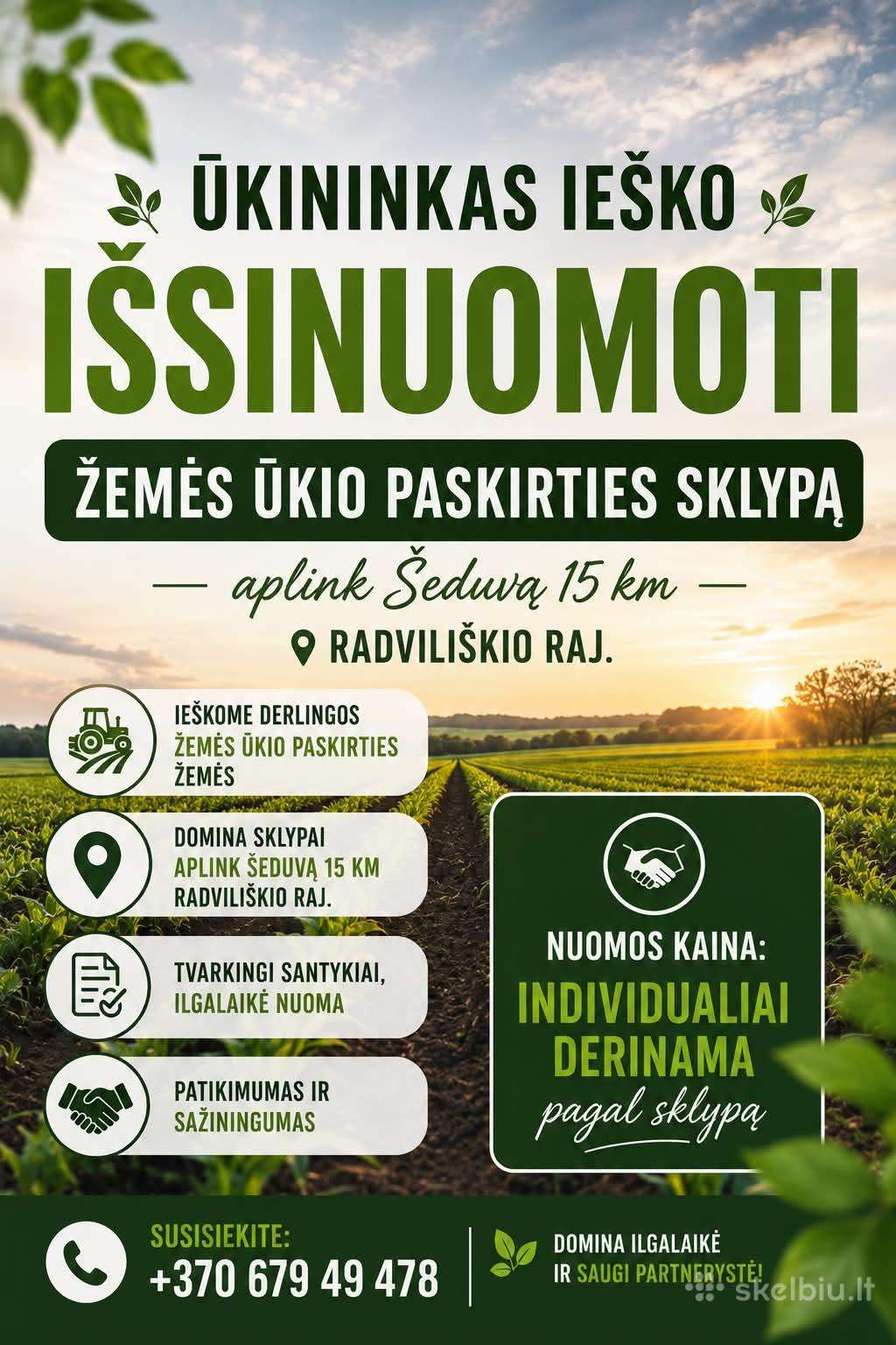 Ieškau žemės nuomai