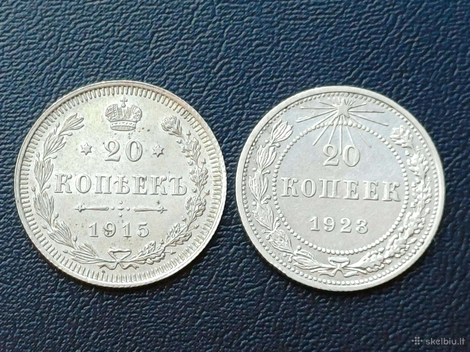 20 kapeikų 1915,1923m. sidabras