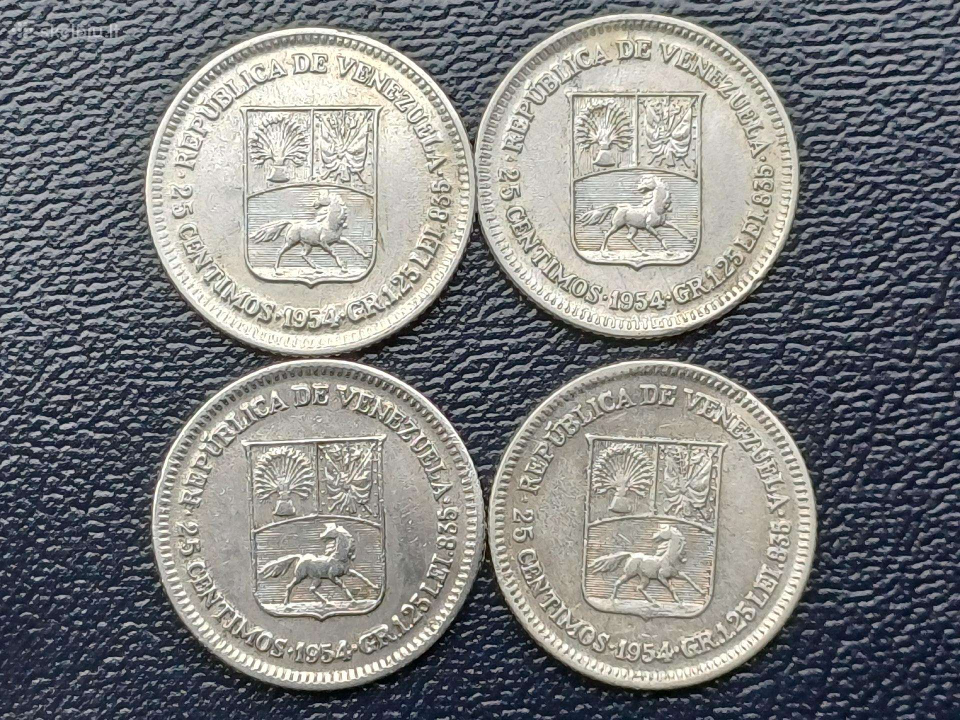 25 centimai 1954m. Venesuela sidabras 4vnt.